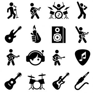 Rock music icons. Professional clip art for your print or Web project. See more icons in this series.